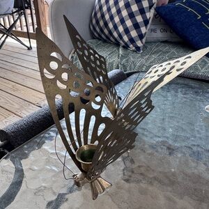 vintage Mid-Century Modern brass butterfly set 1 candle holder and 1 decorative